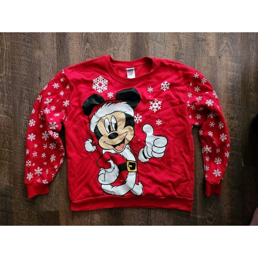Womens L Disney Mickey Mouse Christmas Holiday Crewneck Sweatshirt